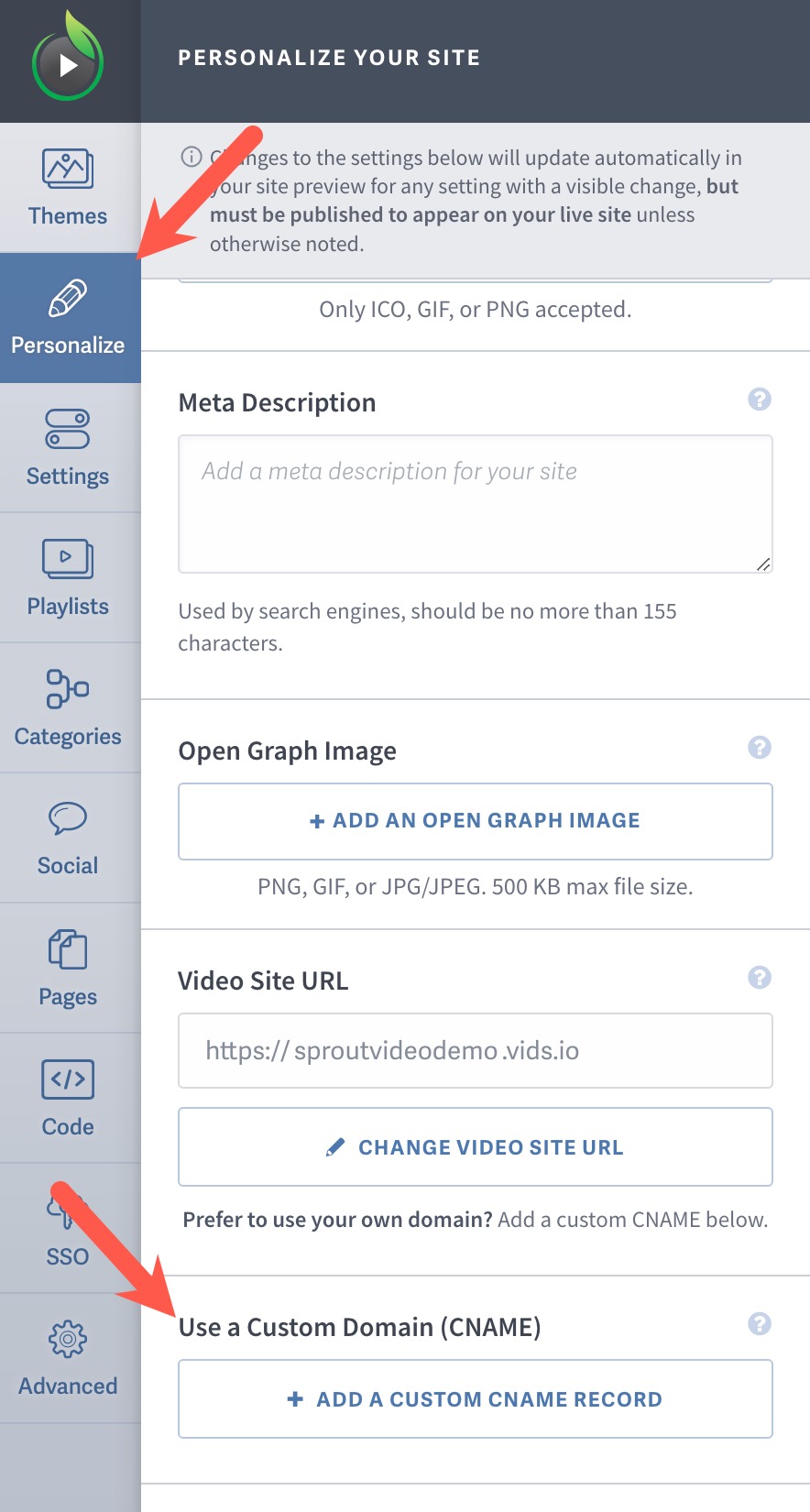 Add a CNAME record to your SproutVideo Account