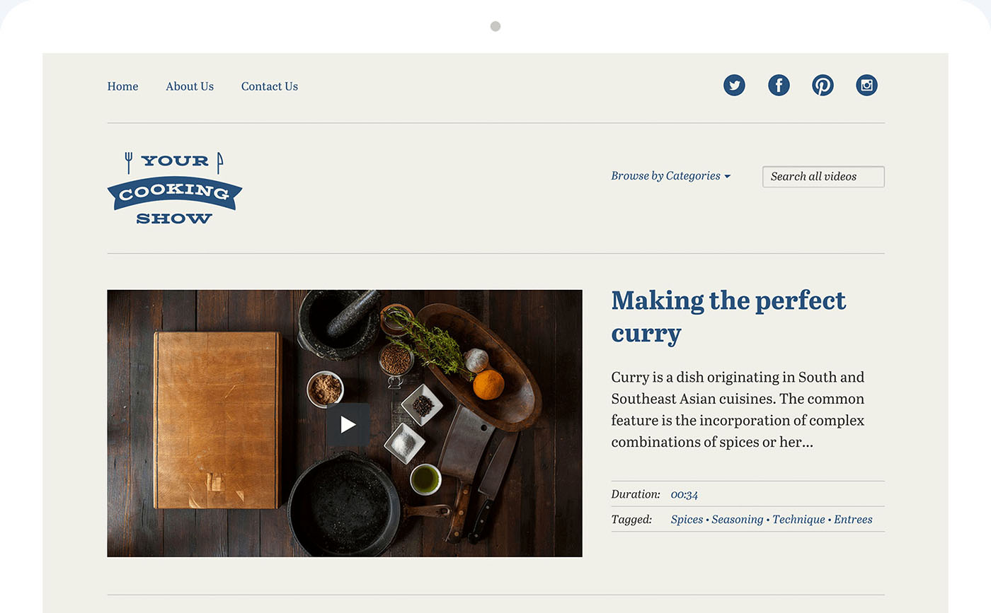 Video website, hosted by SproutVideo, using the Cedar Theme on a desktop Video website, hosted by SproutVideo, using the Cedar Theme on a desktop